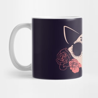 Cat Skull and Flowers Mug